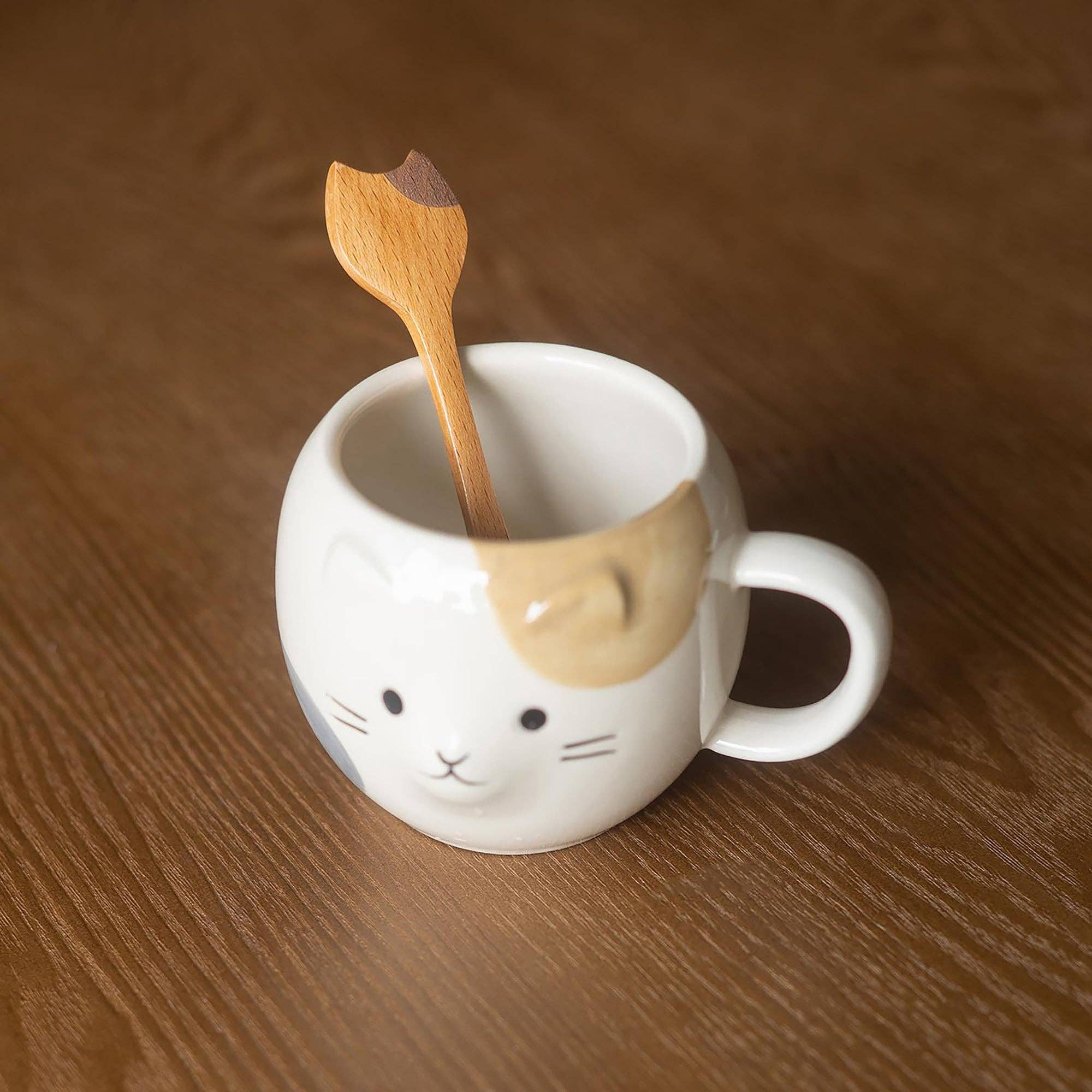 MinoCraft - Wholesale Serving Utensil - Wooden spoon and plate with cat pattern7