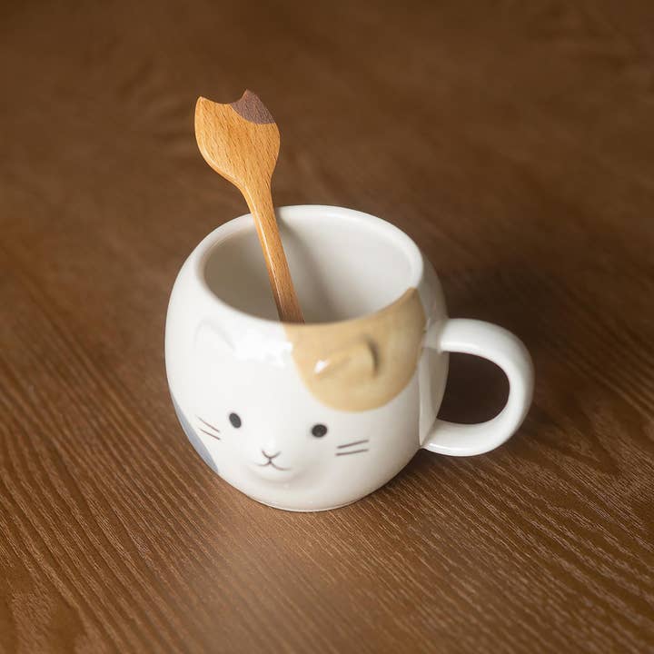 MinoCraft - Wholesale Serving Utensil - Wooden spoon and plate with cat pattern7