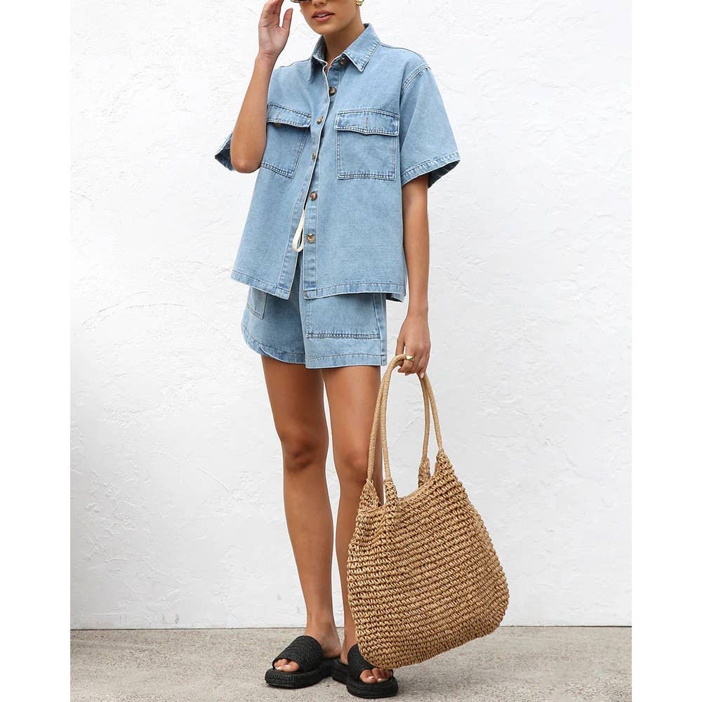 Short sleeve and shorts Denim set for wholesale on Faire3