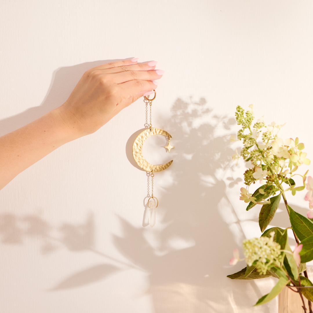 GeoCentral – wholesale Decorative tassel/wall drop – Moonglow Clear Quartz Crystal Wall Charm1