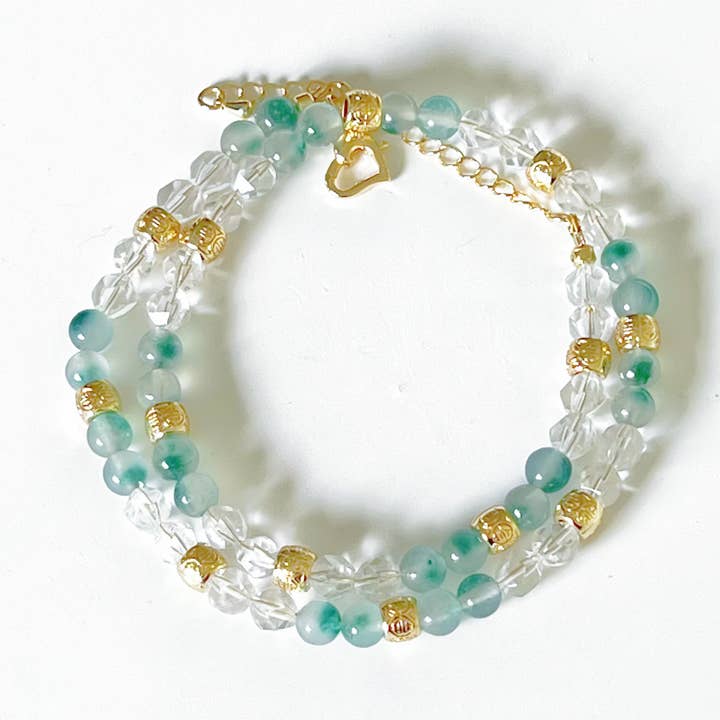 Grön jade och klar kvarts kristall halsband för wholesale av Ninaouity