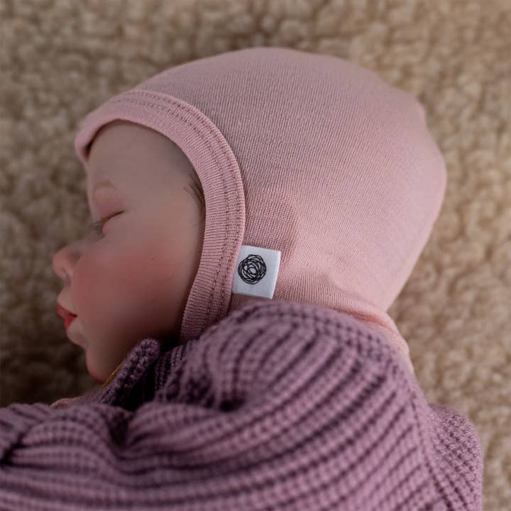 Lille Barn - Wholesale Bonnet - Baby - Baby wool bow hat — Merino Wool — Misty Rose1