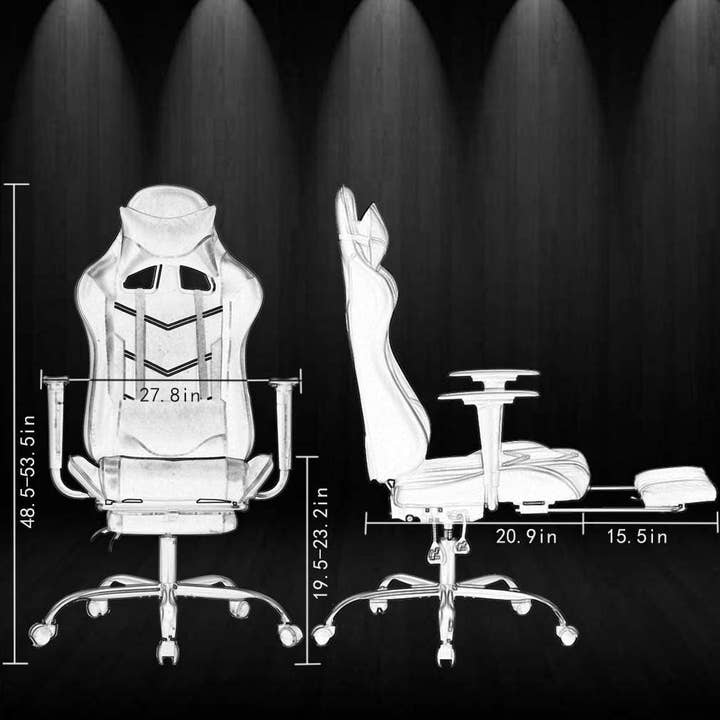 Ergonomic Gaming Chair With Lumbar Support Footrest White for wholesale on Faire2