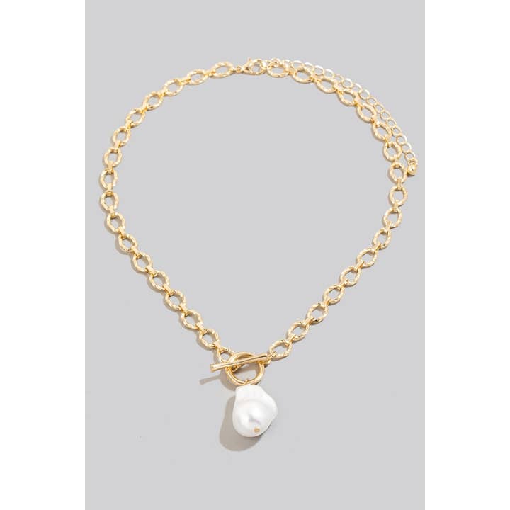 XG Pearl Pendant Toggle Chain Necklace for wholesale on Faire