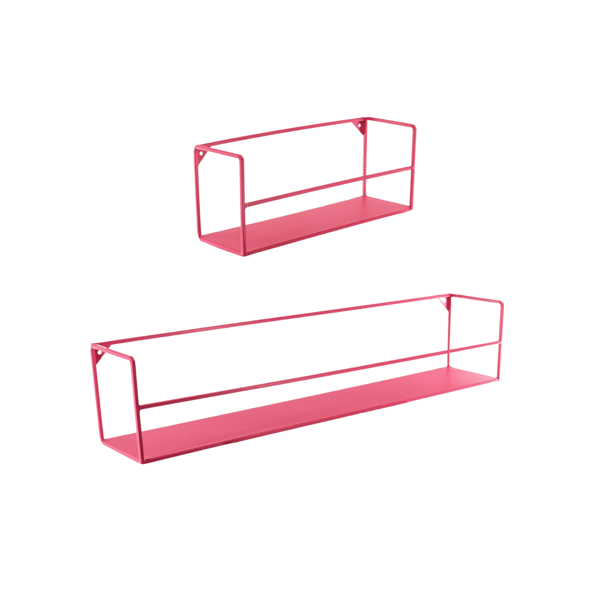 Housevitamin bv - Vendita all'ingrosso Mensole da parete - Set 2 mensole da parete in metallo, rosa neon, dimensioni 40x14x16 cm e 80x14x16 cm4