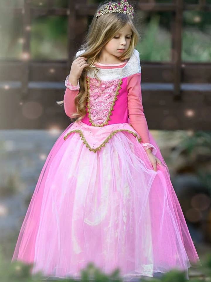 Hot Pink Girls Deluxe Sleeping Cutie Princess Dress for wholesale on Faire