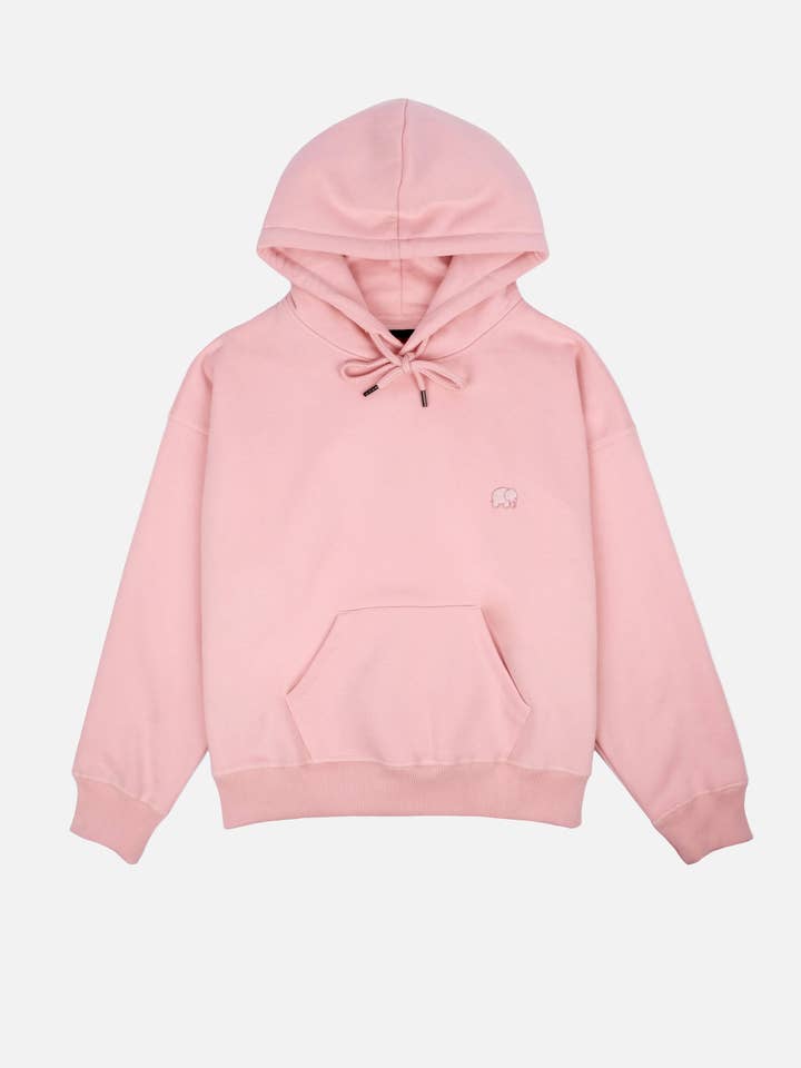 Chandail à capuchon surdimensionné Organic Essential pour femmes, rose pâle pour la vente par Trendsplant Clothing