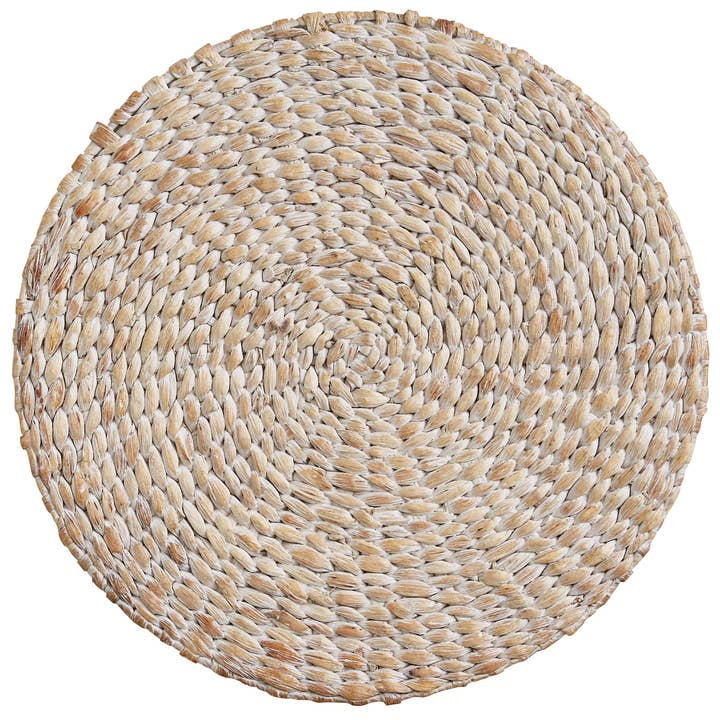 Split P - Wholesale Placemat - Braided Hyacinth Round Placemat - White