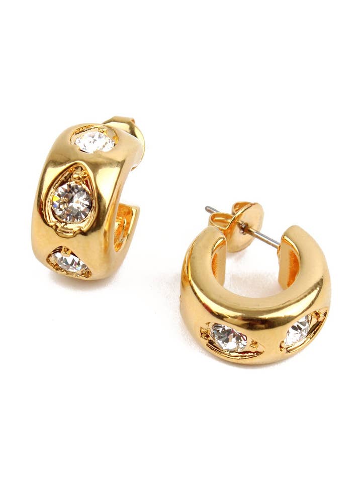 CZ GOLD HUGGIE HOOPS for wholesale by My Doris