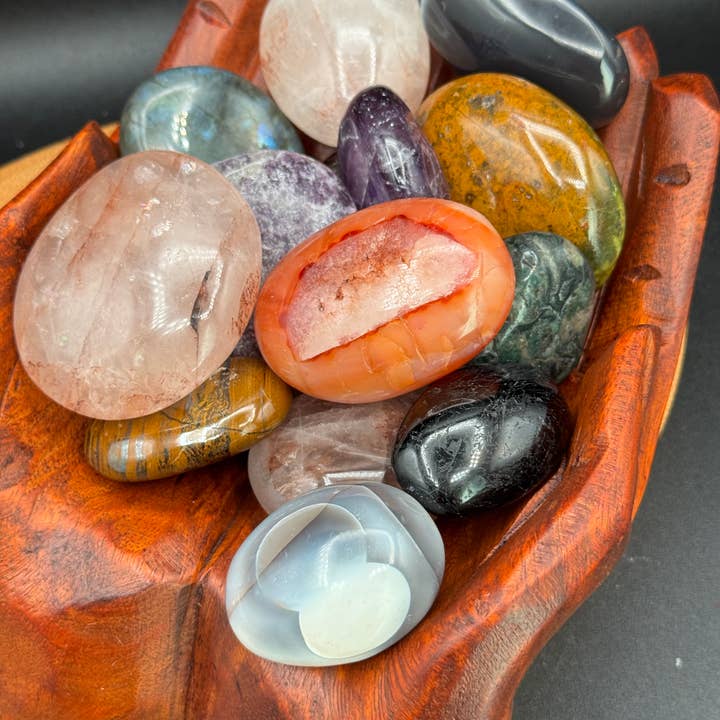 CLOSE OUT 2 lb Mixed gem palm stone bundle H155D for wholesale by The 7 Directions