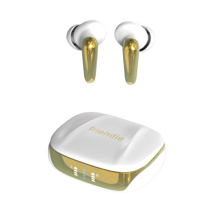 AIR Focus ANC Pearl White and Gold Active Noise Cancelling Earbuds (In Ear Wireless Headphones) for wholesale by Friendie Pty Ltd