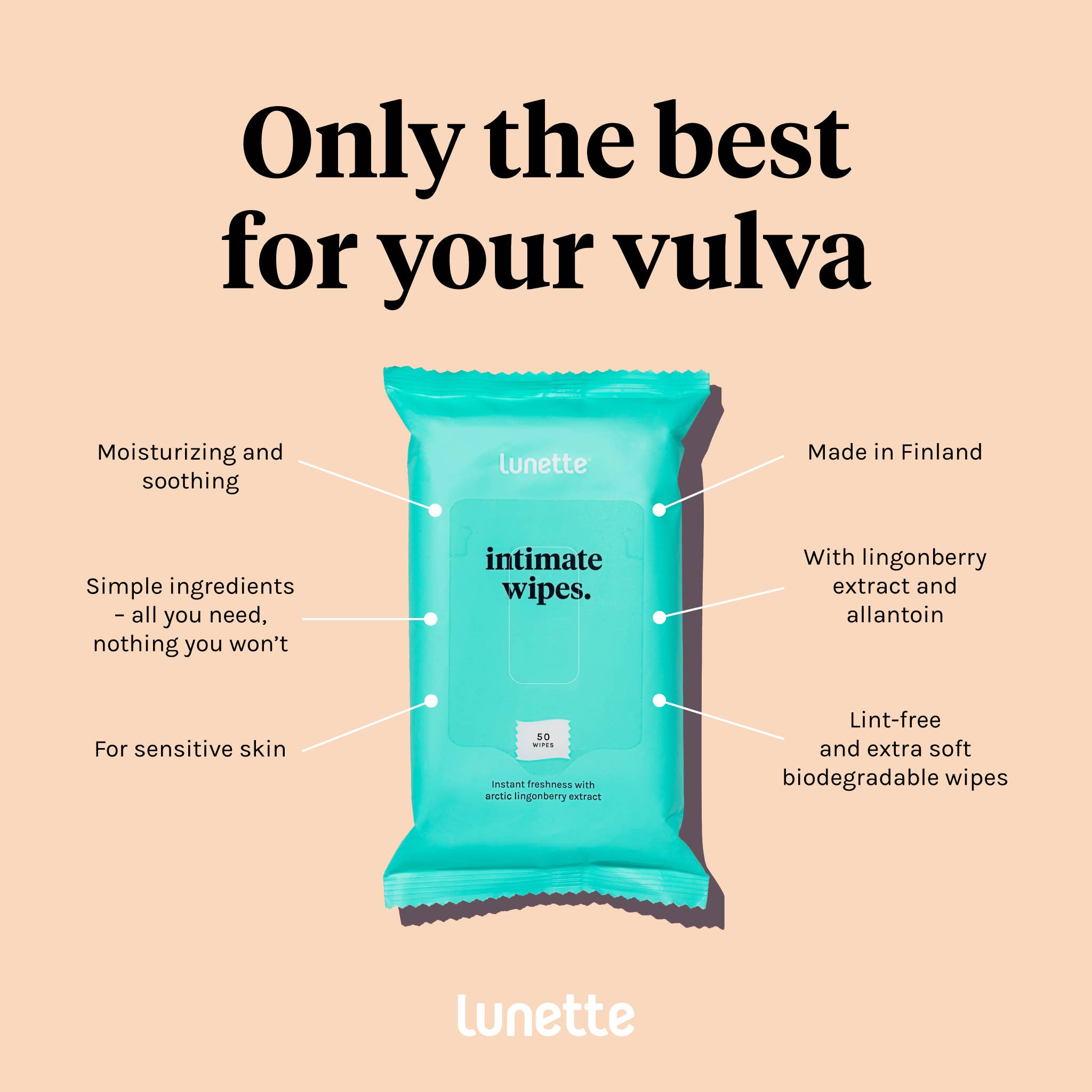Lunette - Wholesale Face & Body Wipes - Lunette Intimate Wipes 50 pack2