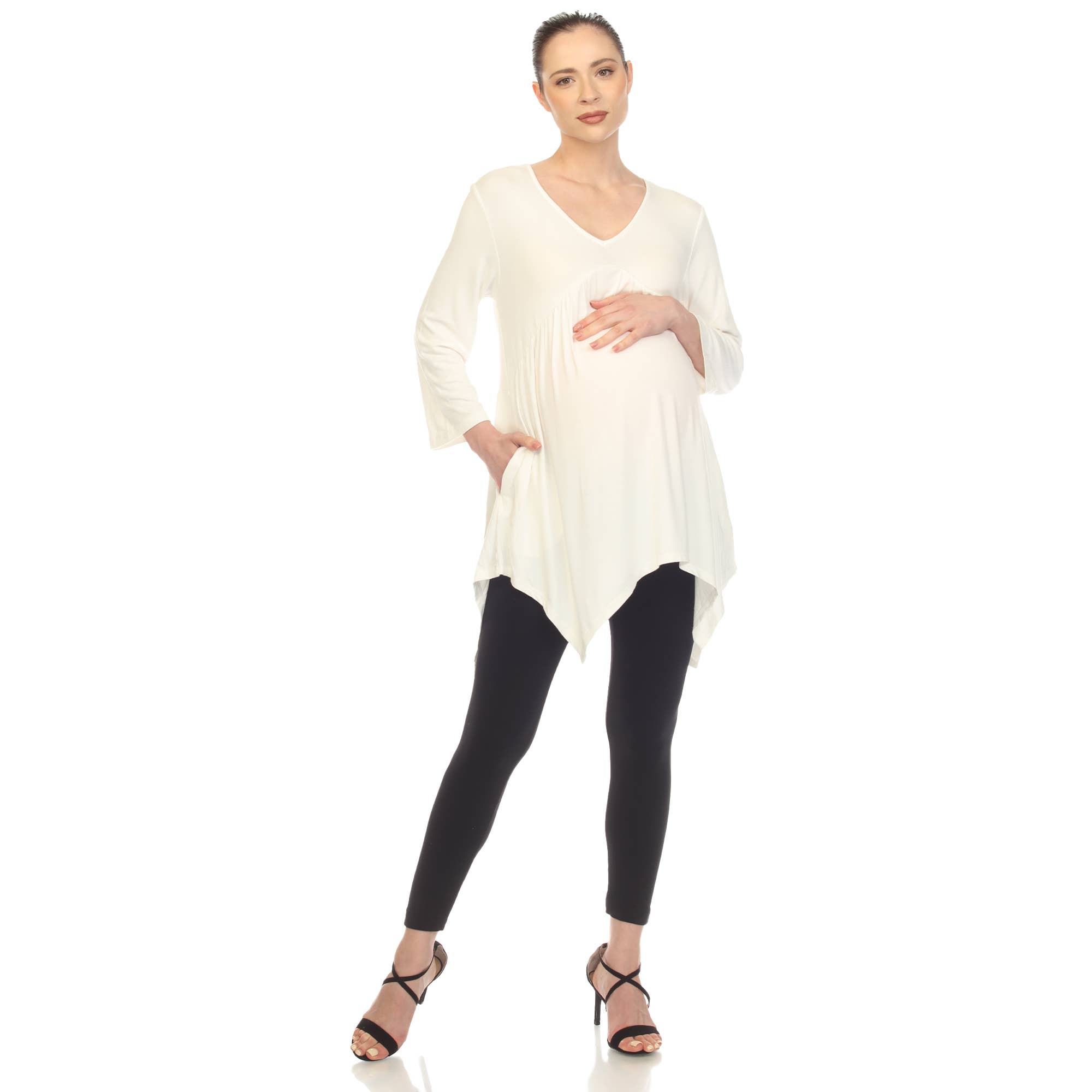 WHITE MARK - Wholesale Tunic - Women's - Maternity Empire Waist V-Neck Tunic Top5