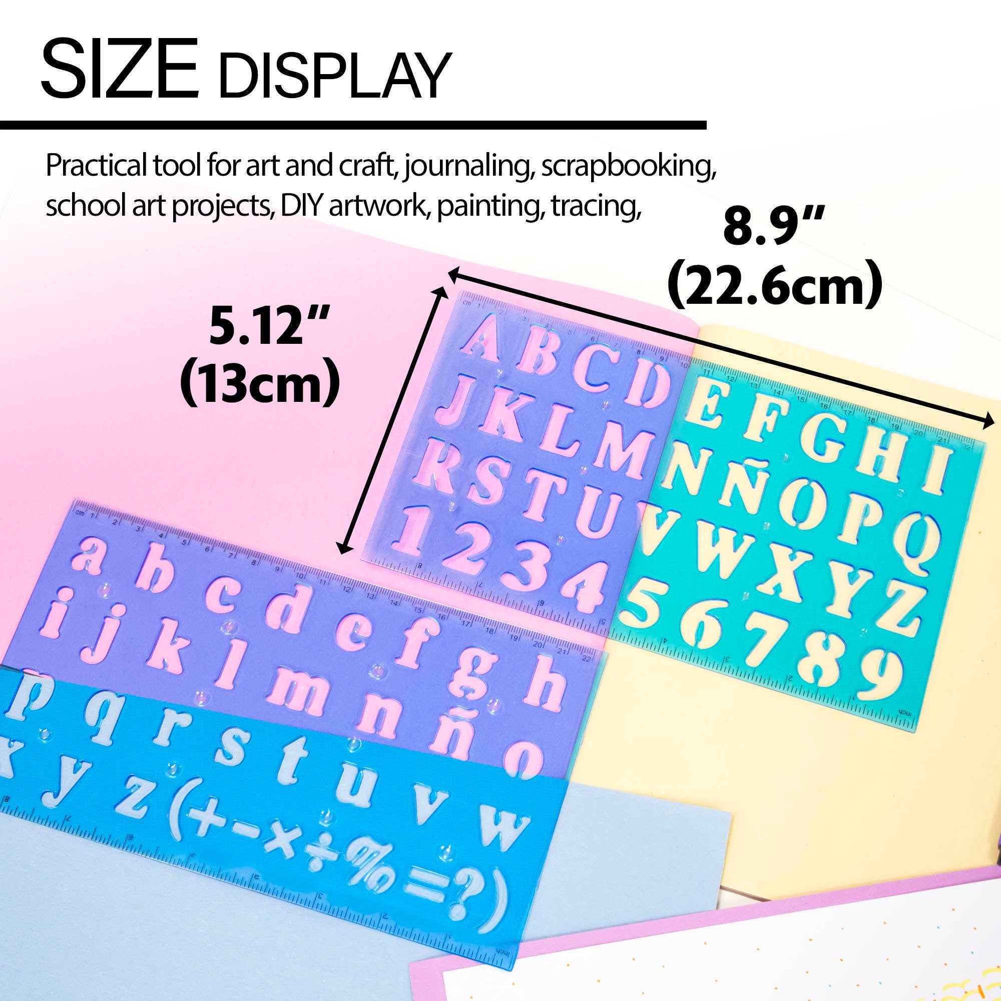 BAZIC Products - Wholesale Stencil/Craft Die - 20mm Size Lettering Stencil Ruler Sets (2/Pack)1
