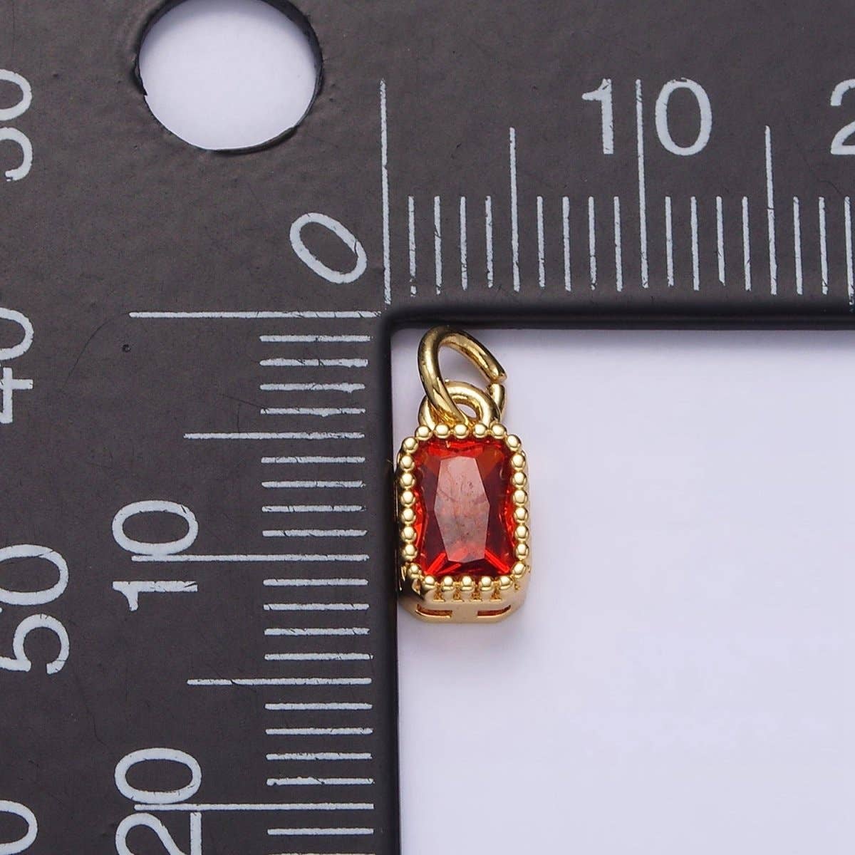 Aim Eternal - Wholesale Individual Charm/Pendant - 16K Gold Filled Multifaceted Birthstone CZ Rectangle Personalized Charm | N1074 - N108212