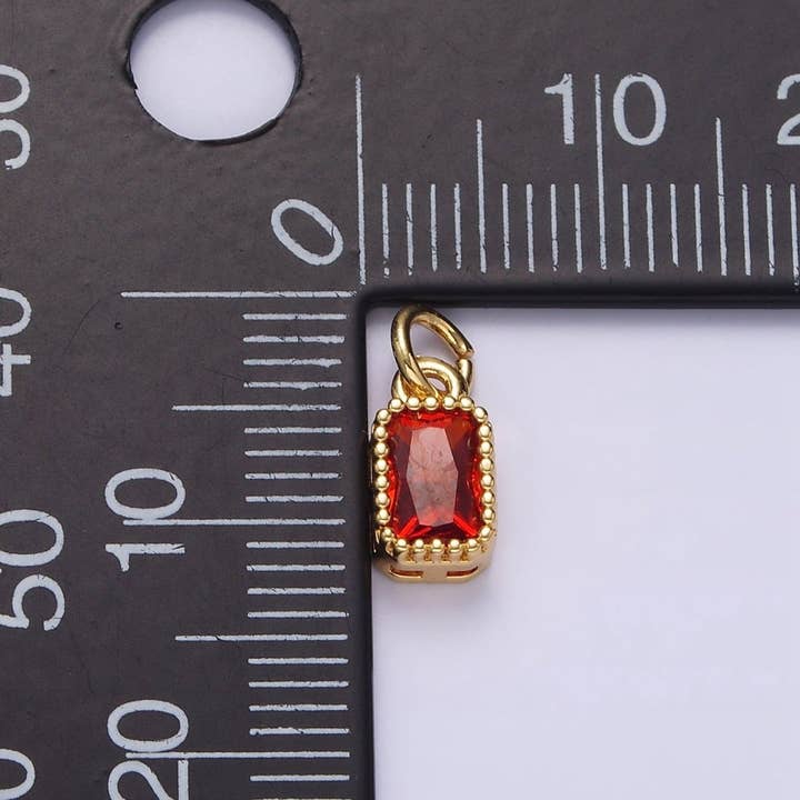 Aim Eternal – Engroshandel Vedhæng/charm – 16K forgyldt multifacetteret rektangulært anheng med fødselssten CZ - personlig | N1074 - N108212