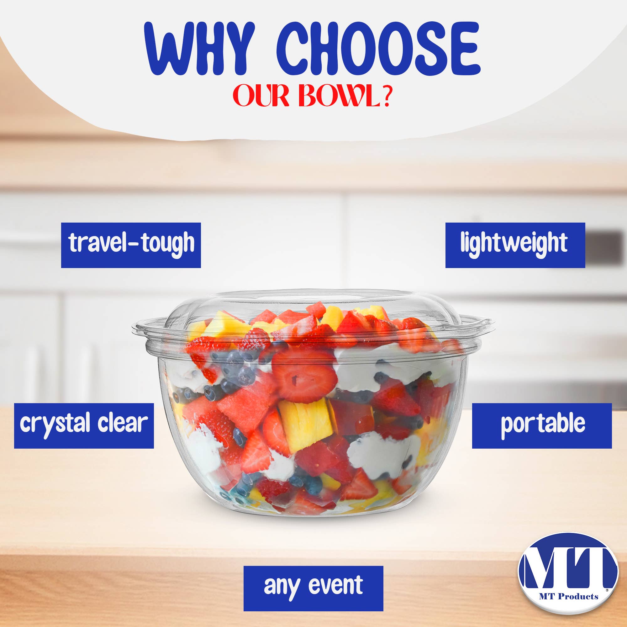 MT Products - Wholesale Food Storage Container - MT Products Clear Plastic Salad Container 16 oz5