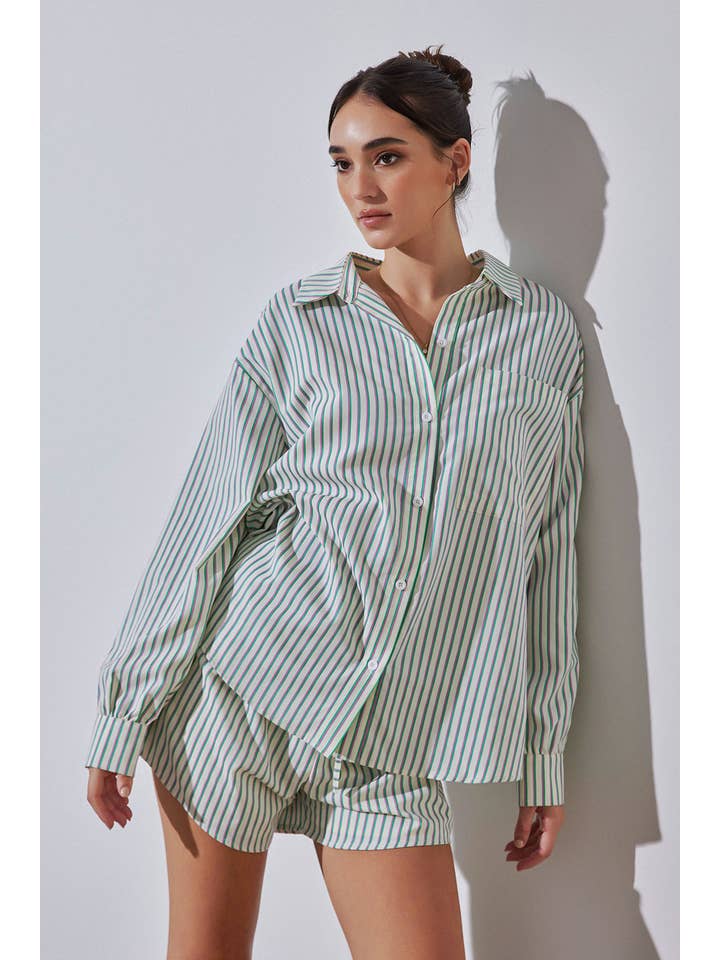 Strut & Bolt - Venta al por mayor Camisa con botones - Mujer - Camisa extragrande de rayas8