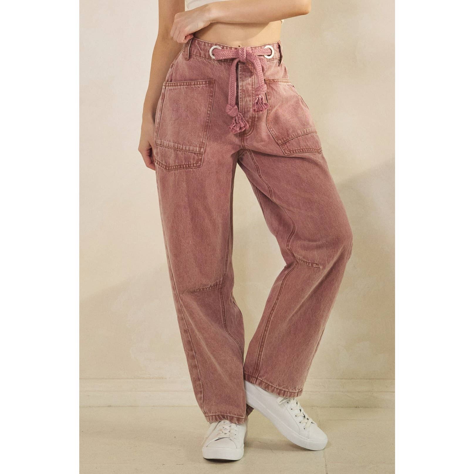 Sage + Fig - Wholesale Pants - Women's - VINTAGE ROPE TIE DENIM (SP7988)5