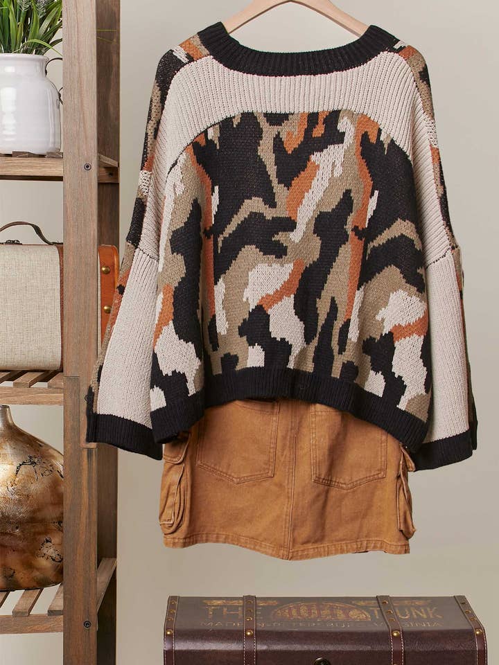 Camo Camouflage Knit Sweater for wholesale on Faire1