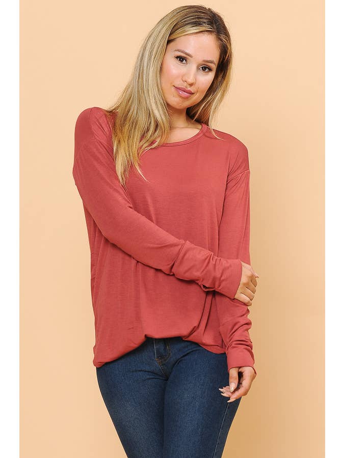 Burgundy Apparel - Wholesale Tunic - Women's - LONG SLEEVE TOP WITH THUMB HOLE37