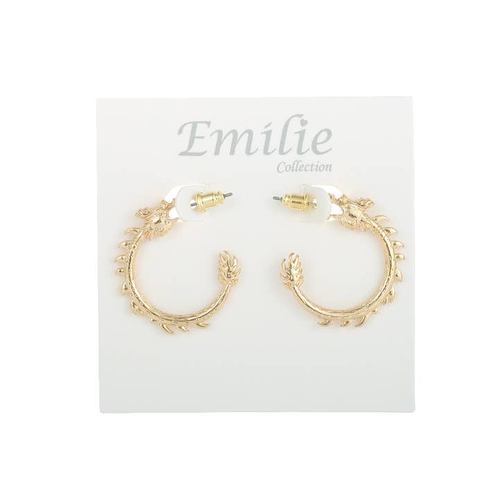 Emilie collection – Großhandel Hoops – Goldfarbene Ohrringe mit Drachendesign4