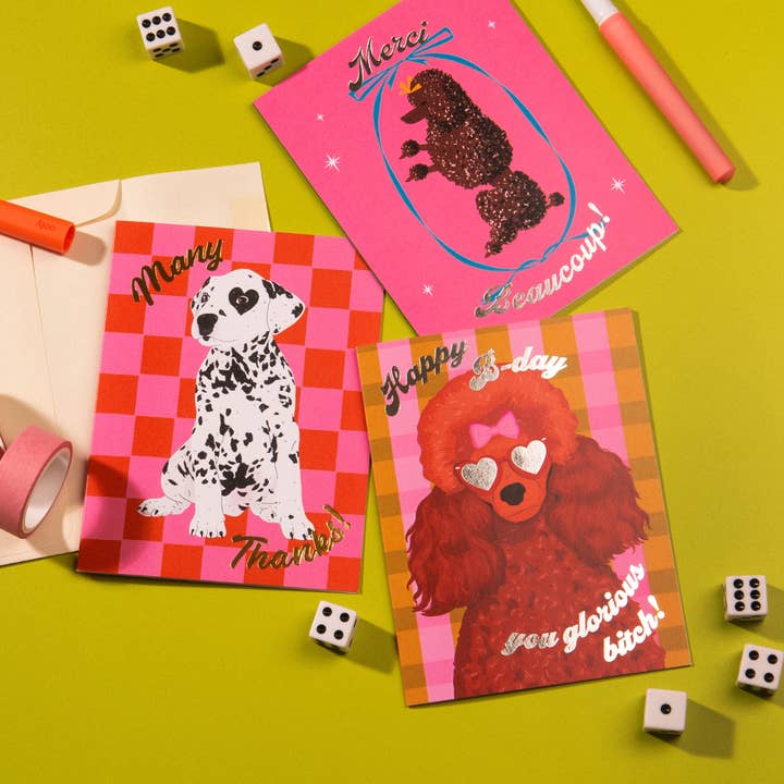 Lucky Goods Paper - Wholesale Thank You Card - Merci Beaucoup Poodle – Foil Thank You ✿ Appreciation Card4