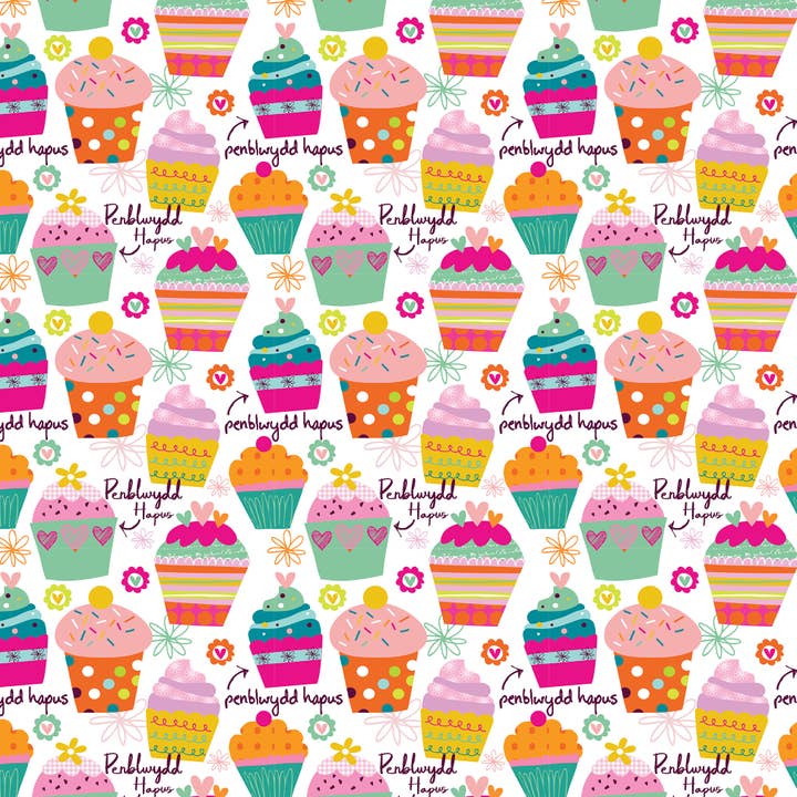 Designs by flo - Wholesale Flat Wrap - Cupcake Penblwydd Hapus1