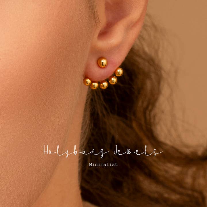 HolyBang Jewels - Wholesale Stud/Post Earrings - UNIQUE BALL EAR JACKET - E-ST1169 3