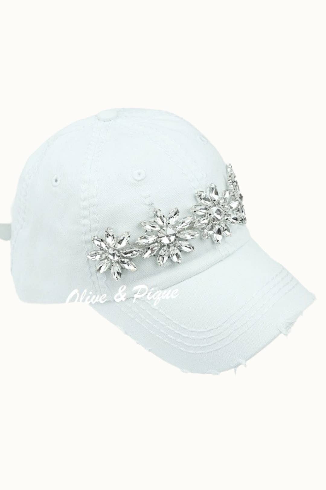 Olive & Pique – Boné de beisebol - Mulher por atacado – Boné Ajustável Bling Glitz Floral Bejeweled Bling Glitz4
