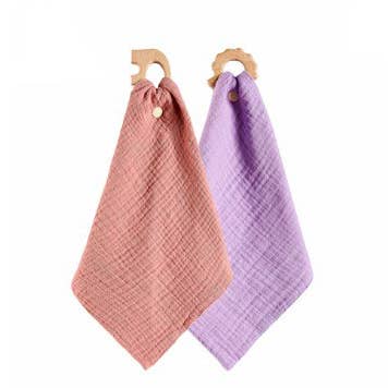 Doudou de dentition pour bébé — Lot de 2 - Pêche et violet pour la vente par Litto Things