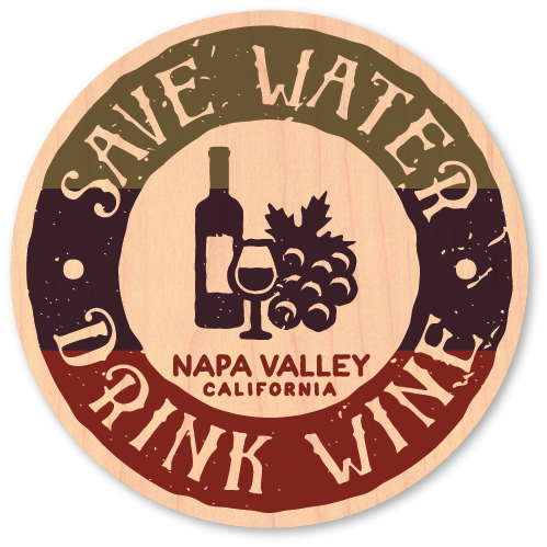 Morris Magnets - Wholesale Sticker - Mini Wood Sticker - California Napa Valley Drink Wine0