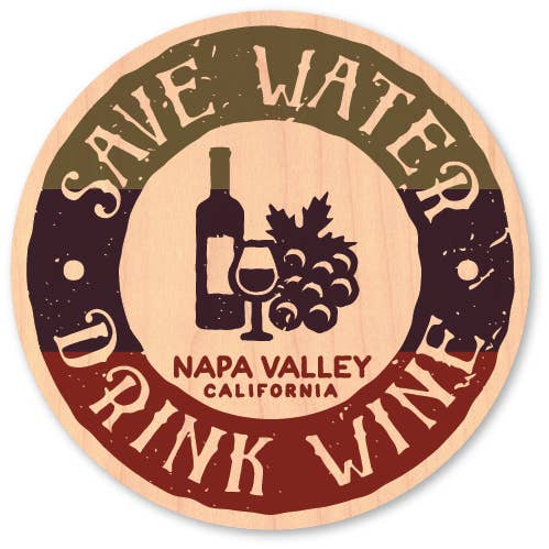 Morris Magnets - Wholesale Sticker - Mini Wood Sticker - California Napa Valley Drink Wine