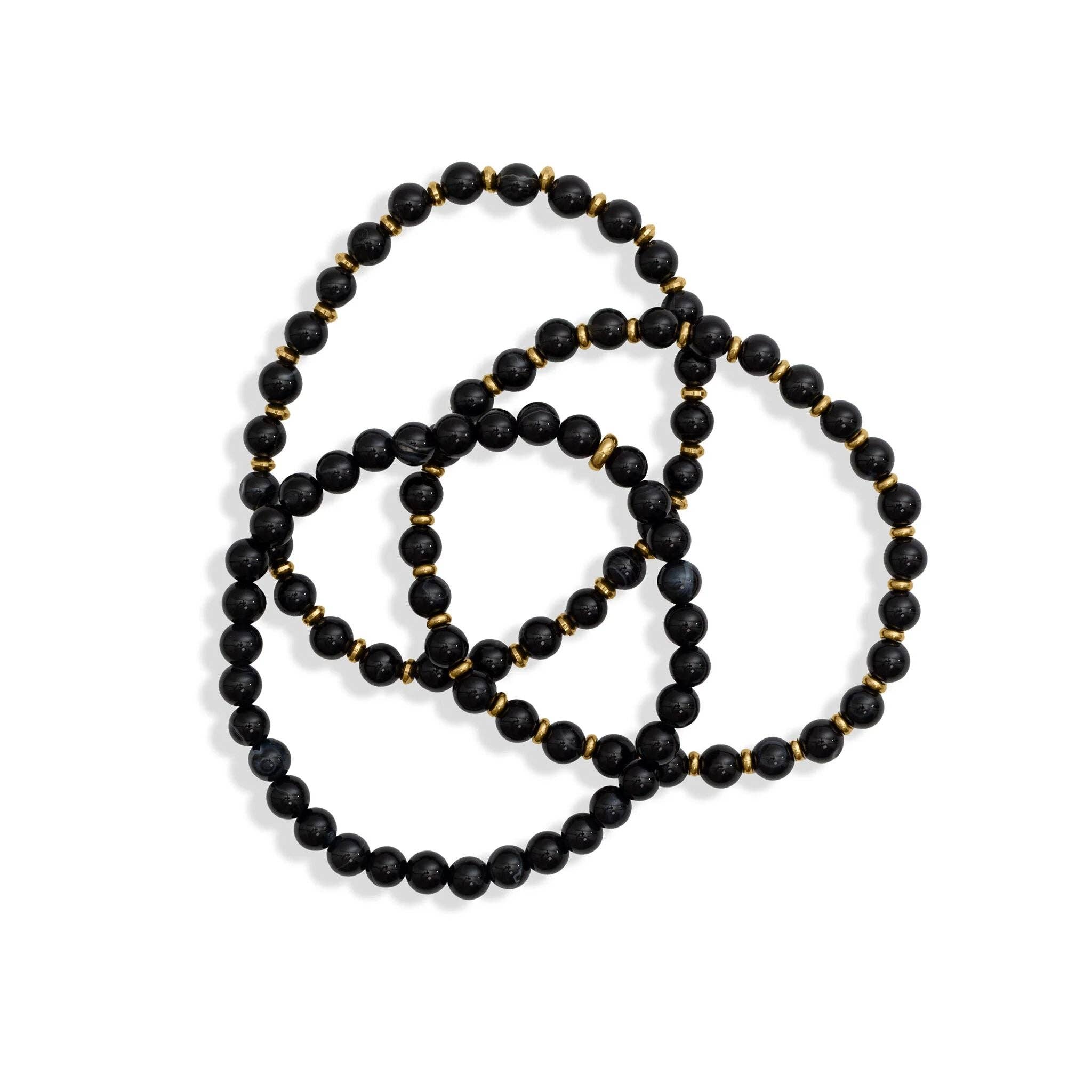 Or Bracelet en perles de verre d'agate plaqué or 18K PVD en vente sur Faire4