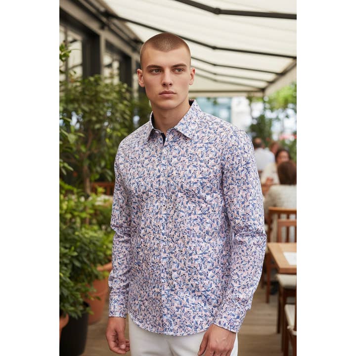 LIBERTY patterned shirt comfort fit - Pink for wholesale by Yves Enzo