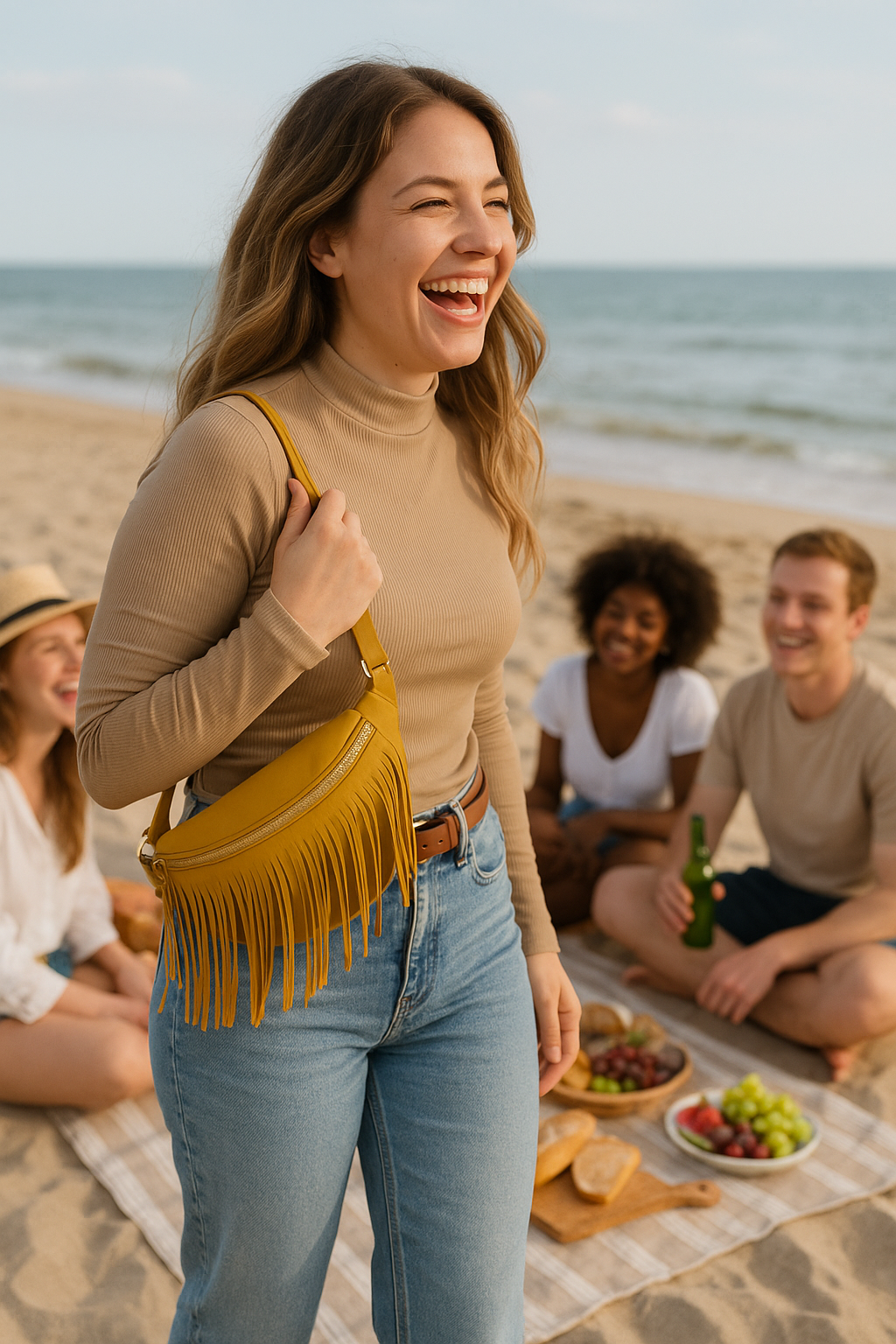 Thomas and Lee Company - Wholesale Belt Bag - Women's - Sabrina Vegan Removable Fringe Style Suede Bum Sling Hip Bag13