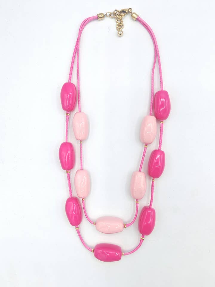 SHORT MULTI-STRAND RESIN NECKLACE 1024A-10 for wholesale by LORIANE CREATION