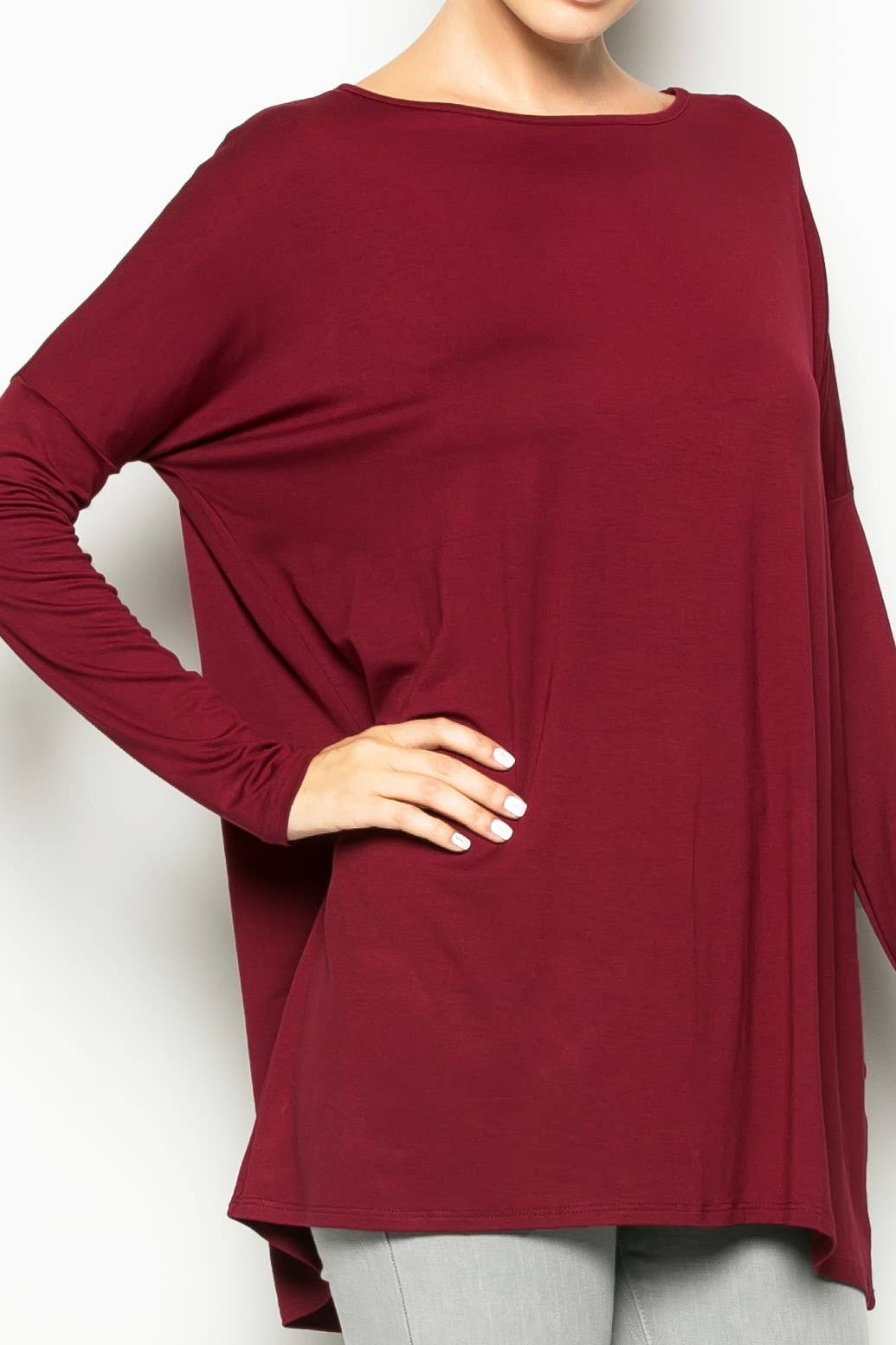 A.gain - Wholesale Tunic - Women's - 10130LP07 Heavy Weight Rayon Jersey Long Sleeve Plus Top2