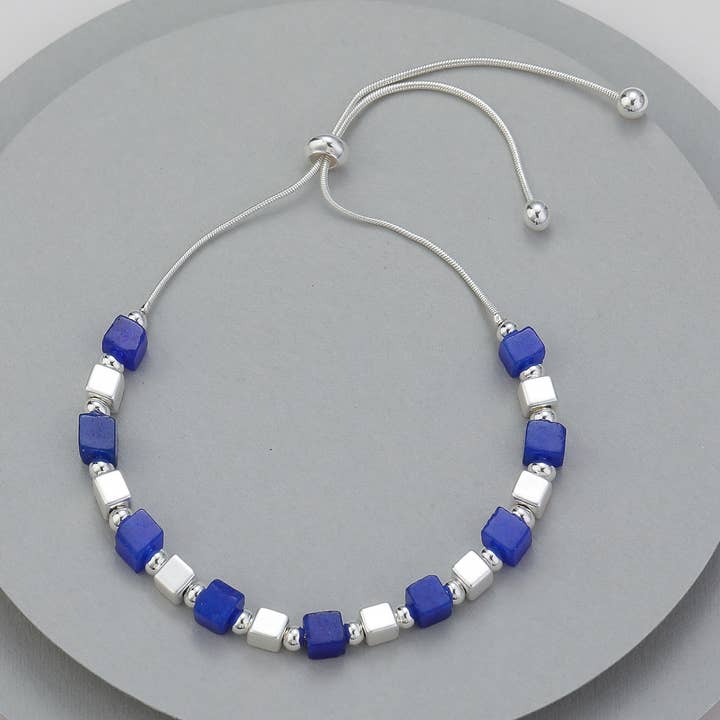 Navy Stones Drawstring Bracelet B301783S/SG for wholesale by Gracee Jewellery