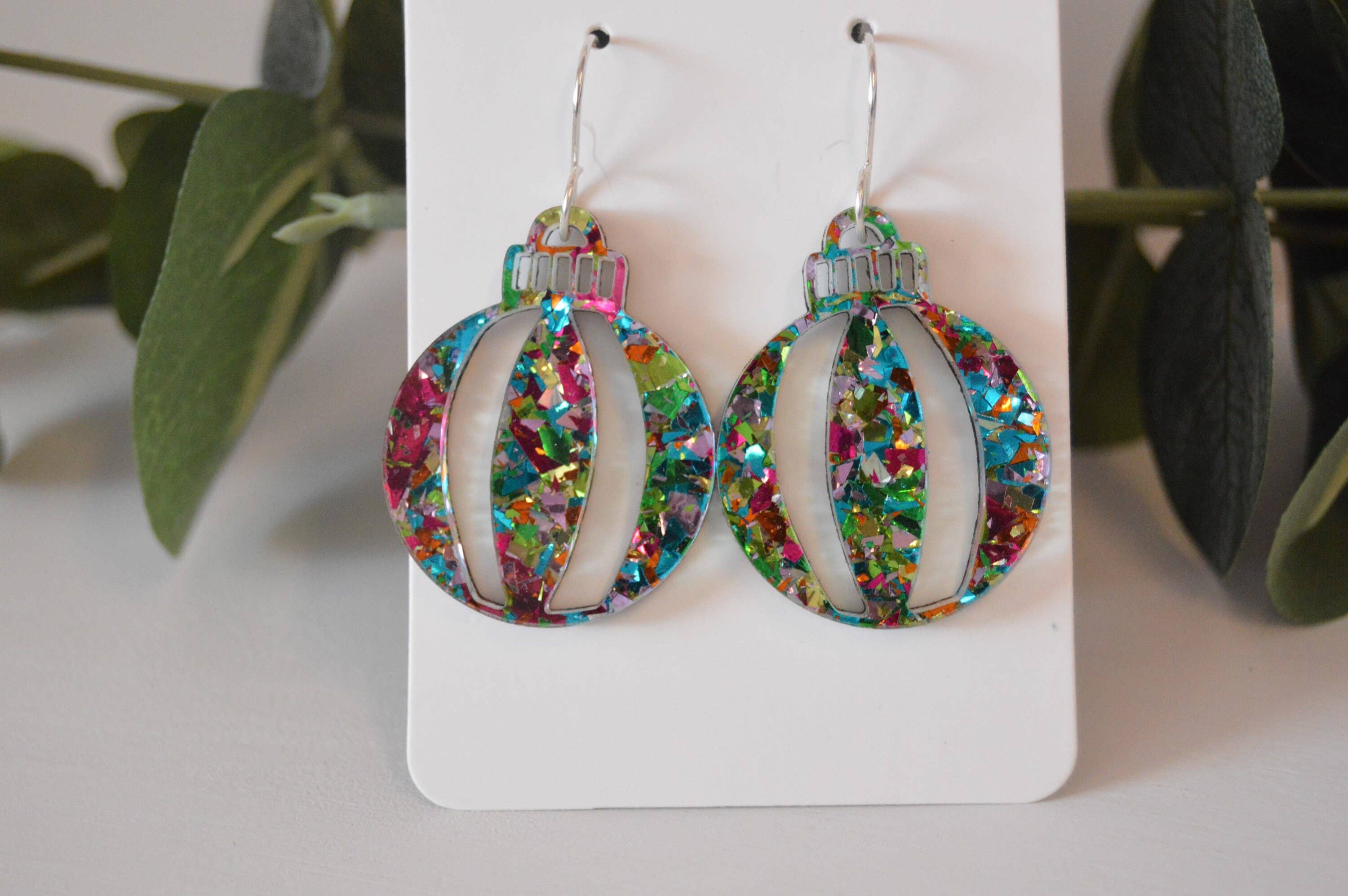 The Adorned Fox - Wholesale Dangle Earrings - Bauble Confetti Earrings, Christmas Ornament Earrings, Christmas Earrings, Dangle Earrings, Acrylic Earrings, Holiday Earrings, Ornament5