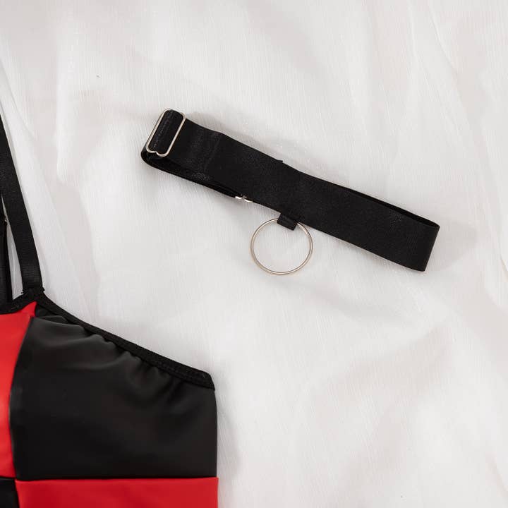 Black Sexy Leather Zipper Color Matching Underwear Suit for wholesale on Faire10