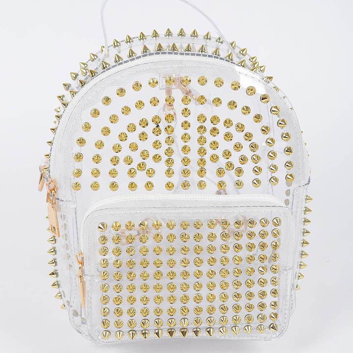 Studded Clear Bagpack for wholesale by 3AM BY H&D ACCESSORIES