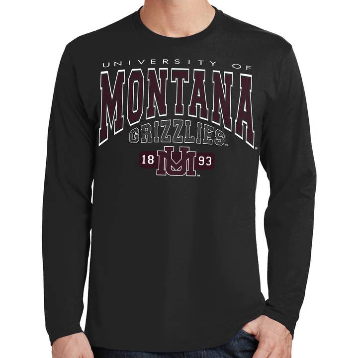 Jet Black Big Montana Griz - Long Sleeve Cotton Tee for wholesale on Faire