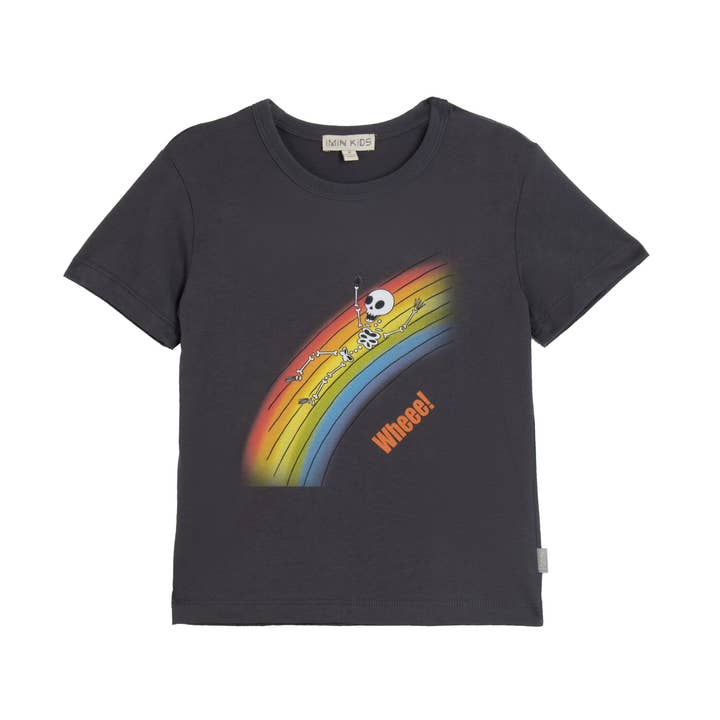 Wheee! Skull Rainbow T-Shirt Charcoal Grey for wholesale by iMiN Kids