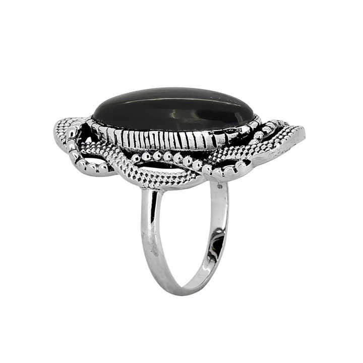 Tiramisu - Wholesale Cocktail/Statement Ring - 925 Sterling Silver Black Onyx Gemstone Bohemian Rings