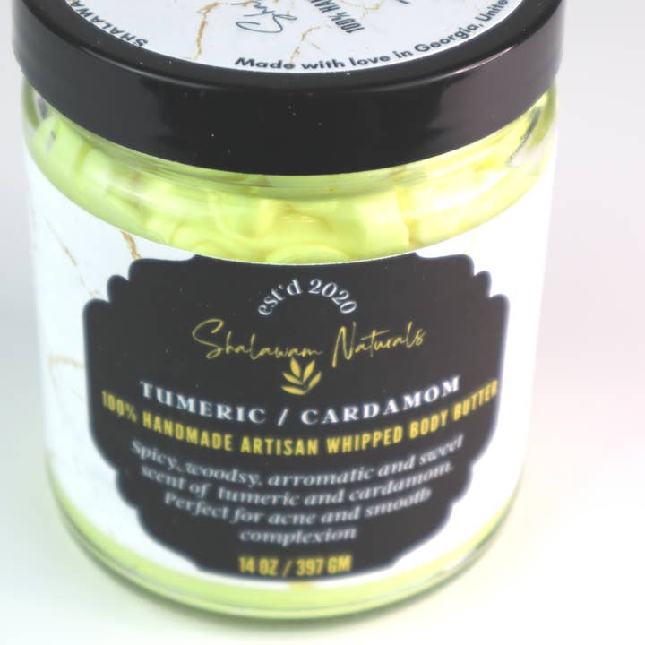 Shalawam Naturals - Vendita all'ingrosso Balsamo/burro per il corpo - Burro per il corpo alla curcuma/cardamomo montato