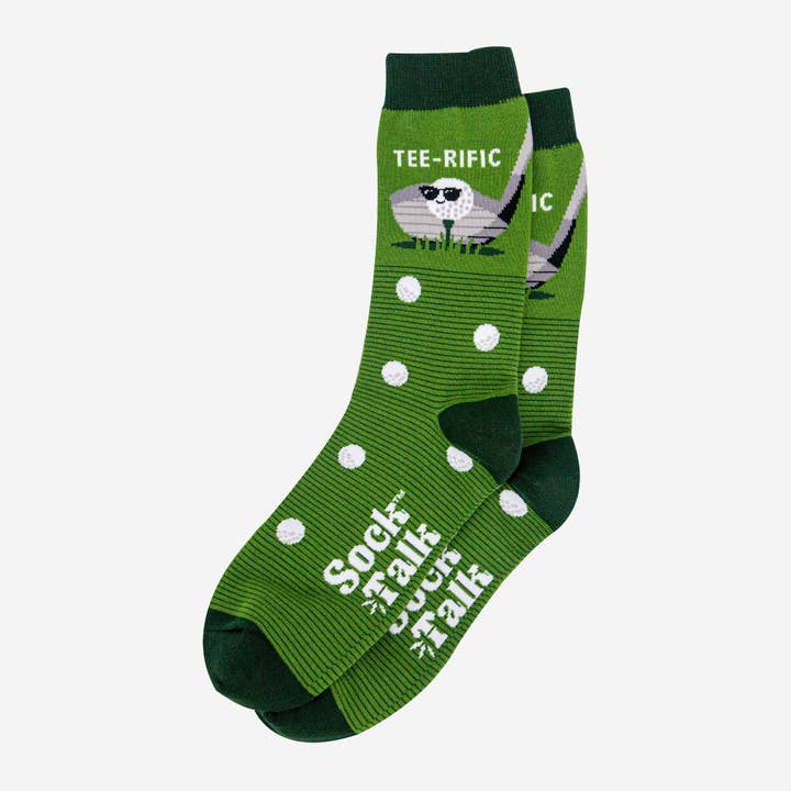 Sock Talk - Wholesale Socks – Men's - Men's Combed Cotton Crew Socks- Green, Teerific Golf4