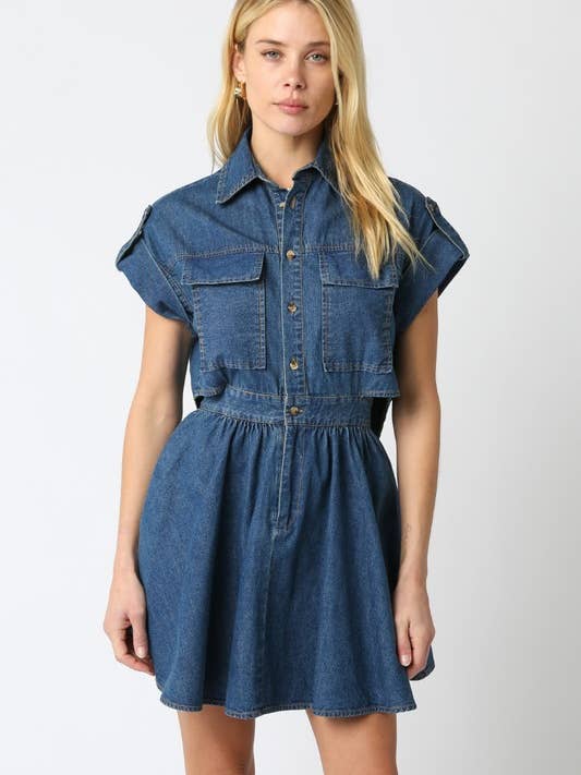 Abito in Denim Salley per la vendita all'ingrosso da parte di Olivaceous