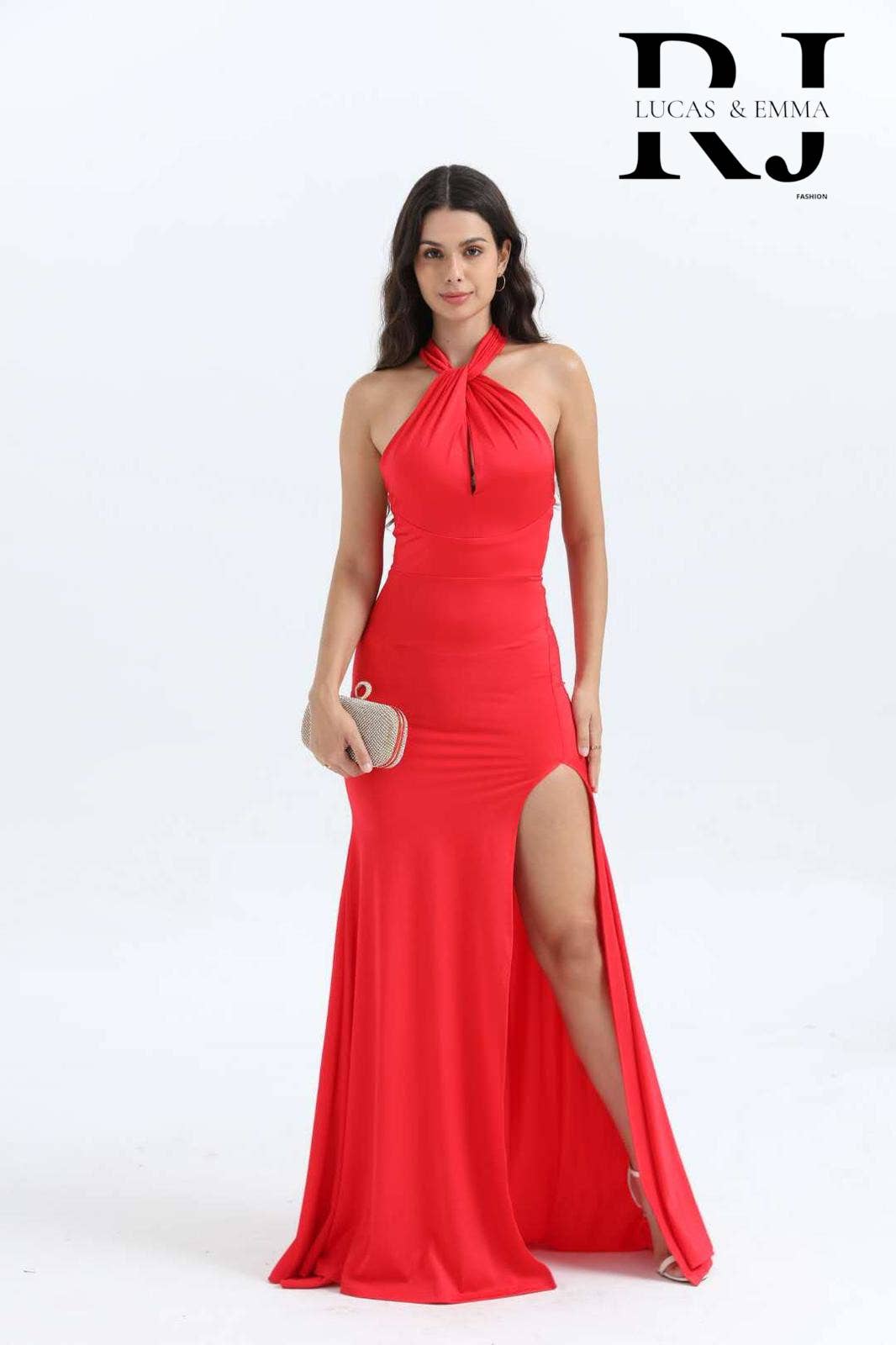 Lucas & Emma - Sarl RJ & co - Wholesale Gown - Women's - Long evening/cocktail dress with BALI collar 251240