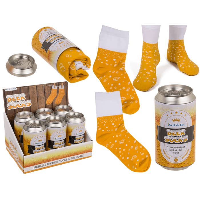 Accentra - Vente Chaussettes – unisexe - Chaussettes motif bière en boîte métallique1